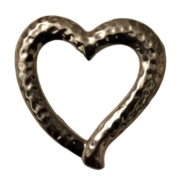 Silver tone Floating Heart Pendant Dimpled Textured  Valentine Jewelry - Picture 2 of 3